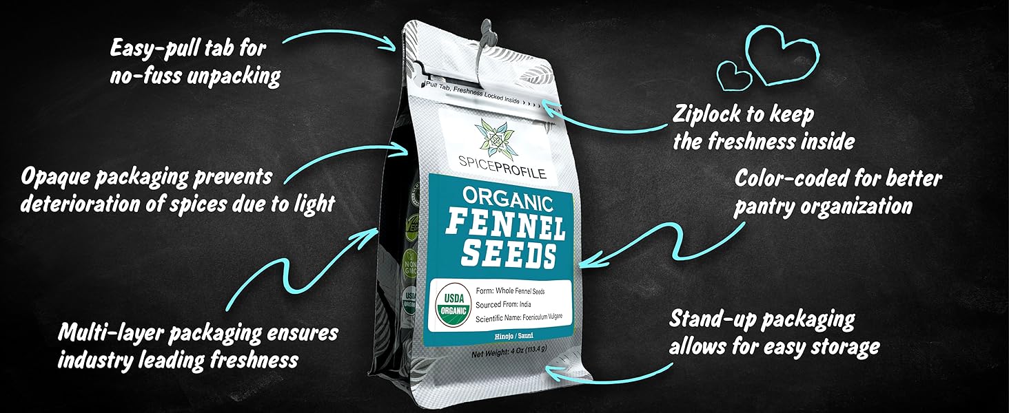 Organic Whole Fennel Seeds Packaging