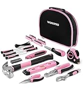 WorkPro 103-Piece Pink Ladies Tool Kit – Women’s Hand Tool Set with Easy Carrying Round Pouch - D...