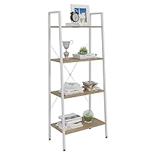 WOLTU Scaffale A Scala Libreria Portaoggetti In Legno Acciaio Con 4 Ripiani Nero+faggio 13 1