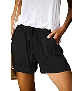 QUEEN PLUS Womens Casual Shorts Comfy Elastic Waist Drawstring Pocket Shorts Pants
