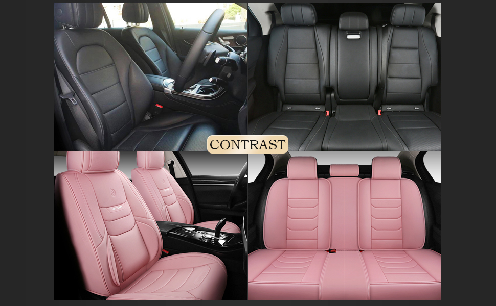 HAITOUR Full Coverage Leather Car Seat Covers Full Set