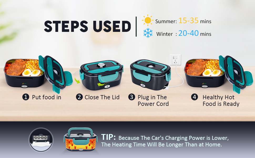 Electric Lunch Box Food Heater,Yoorbee 60W Upgraded Heated Lunch Boxes