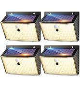 nipify - Foco LED de exterior solar, 4 focos solares LED de exterior de movimiento 168 LE...