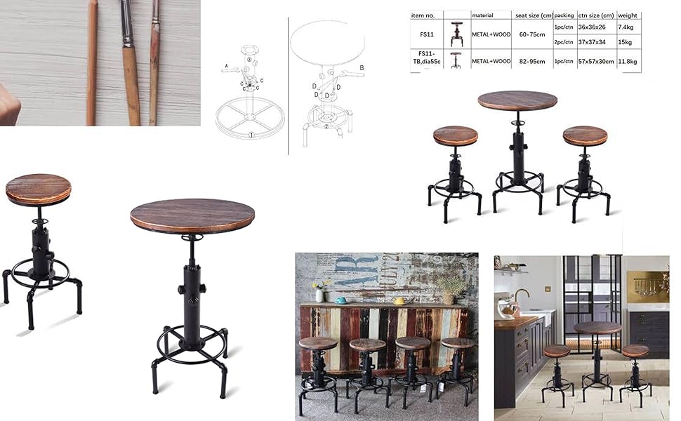 FUBIRUO Kitchen Table Set, 3 Piece Pub Table Set, Modern