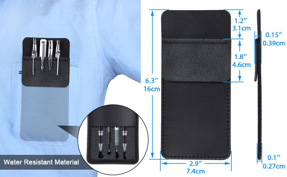 Wisdompro Genuine Leather Heavy Duty Pocket Protector Pen Holder Pouch