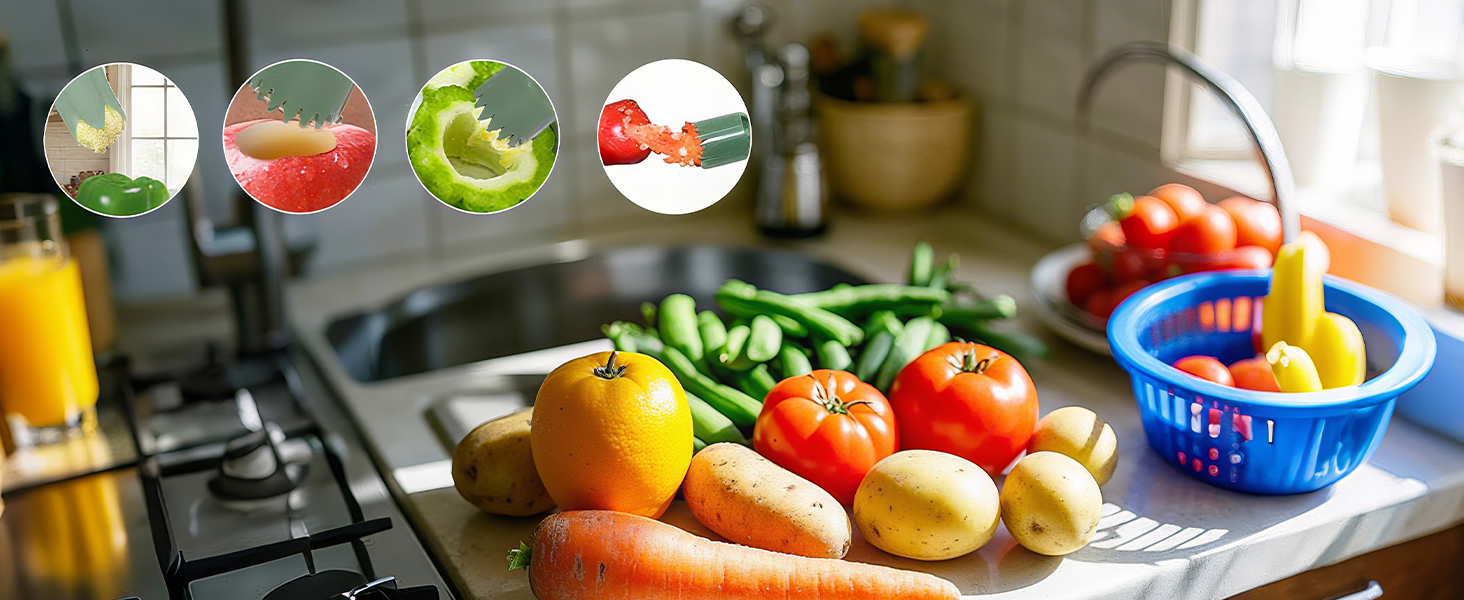 2 in 1 Red Bell Pepper Seed Corer Remover Tool