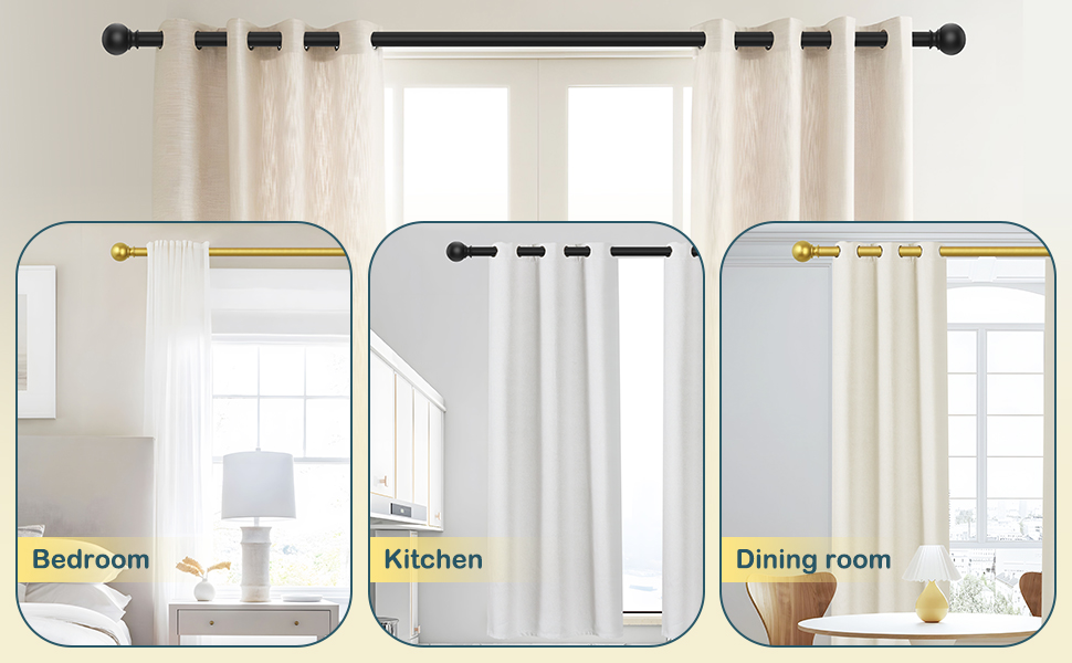 2 Pack Black Curtain Rods 28 to 48 Inches(2.34 Feet),5/8 inch Splicing Drapery Rods