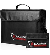 ROLOWAY Large (17 x 12 x 5.8 inches) Fireproof Bag, Water Resistant Fireproof Document Bag Safe f...
