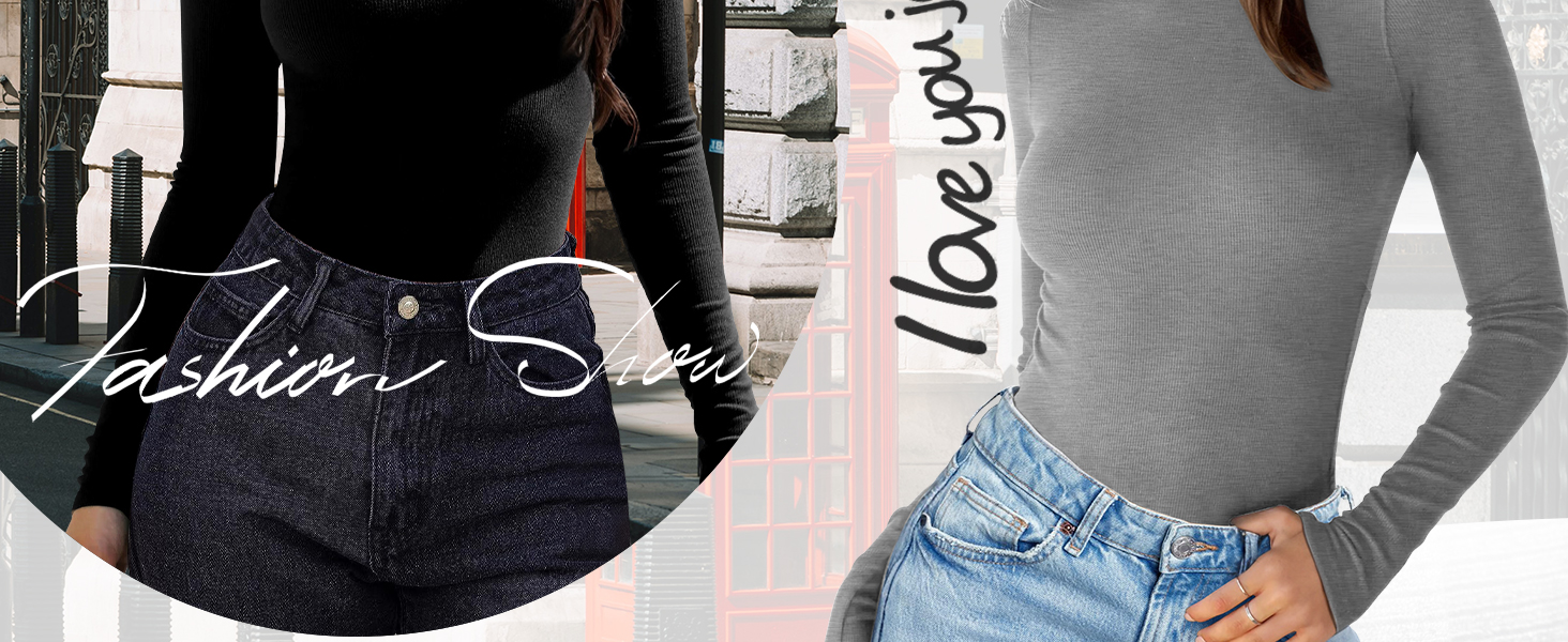 Womens Casual Basic Tops Summer Fall Long Sleeve Crew Neck Ribbed T Shirts Slim Fit Tees
