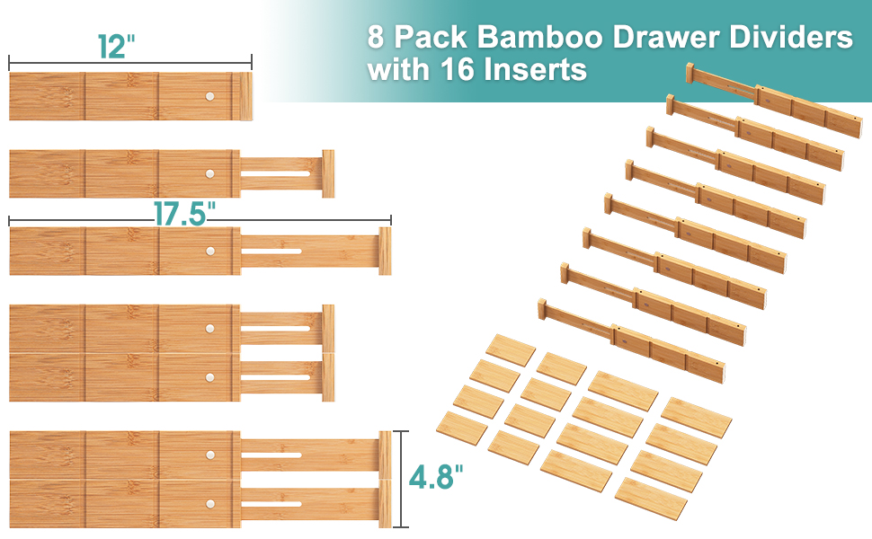 Vriccc 8 Pack Drawer Dividers, Stackable IN Deep Drawers
