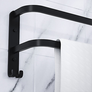 Toallero sin taladrar, barra de toalla de mano negra de ...