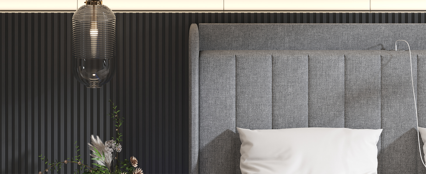 GarveeHome Queen Floating Bed Frame with Charging Station