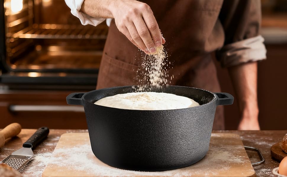 This cast iron cookware is perfect for sourdough bread baking.
