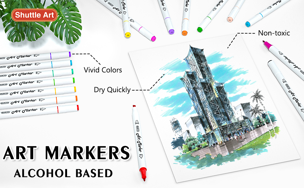 Shuttle Art 100 Colours Alcohol Markers, Dual Tip Art Markers Plus 1