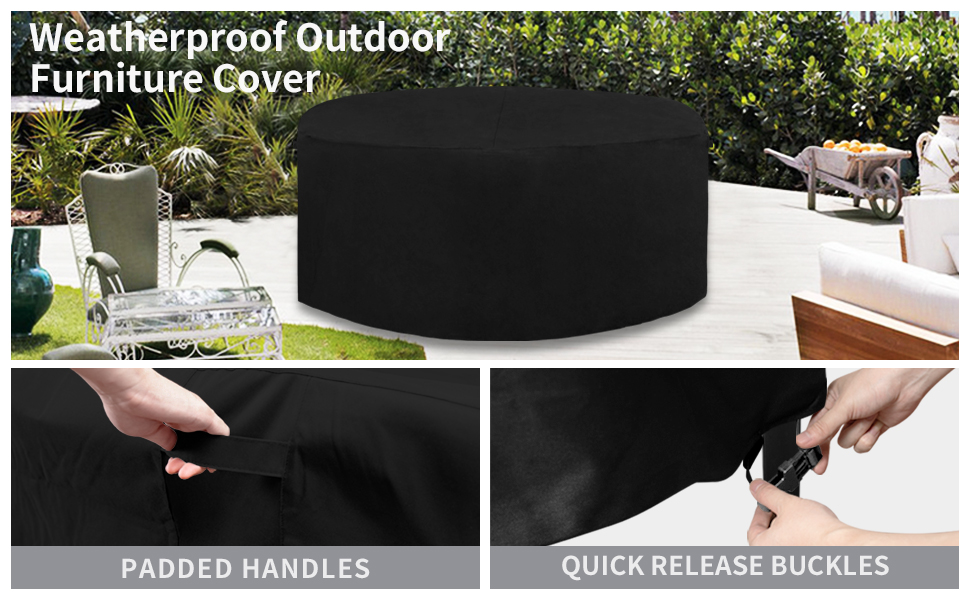 EasyGoing 600D Heavy Duty Round Patio Furniture Cover