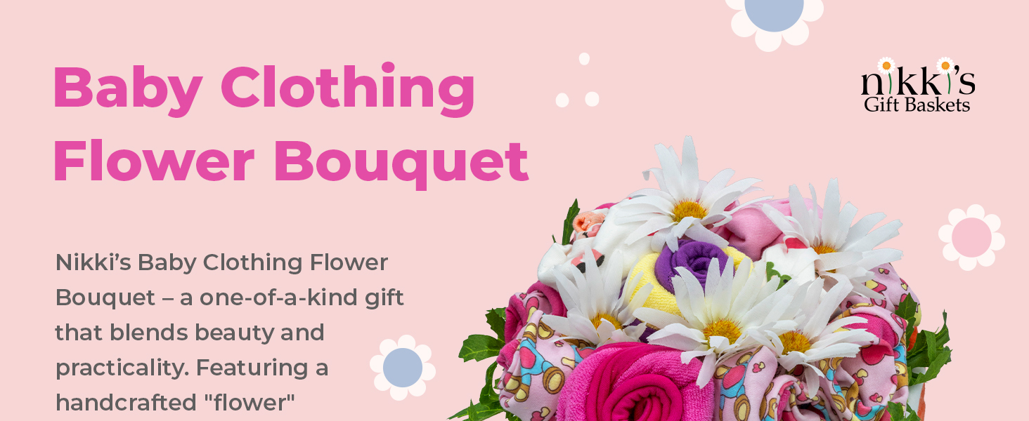 New baby girl clothing flower bouquet gift set