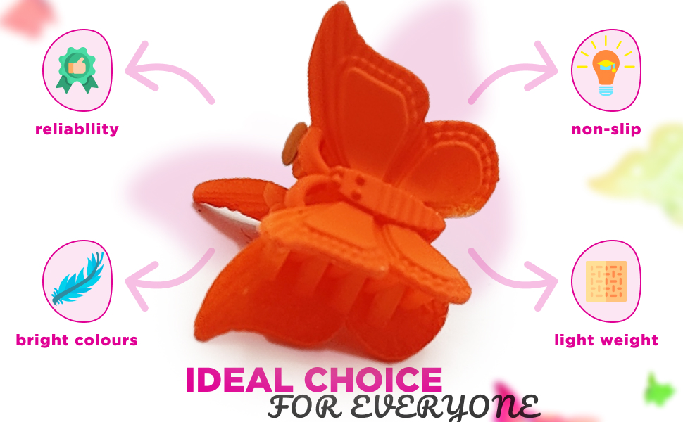 Displaying matte color butterfly hair clips