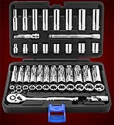 EPAuto 45 Pieces 3/8 Drive Socket Set with 72-Tooth Pear Head Ratchet