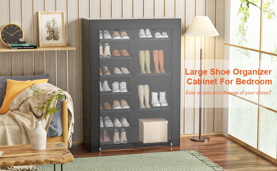 LVNIUS Shoe Rack With Covers Shoes And Boots Organizer Shoe