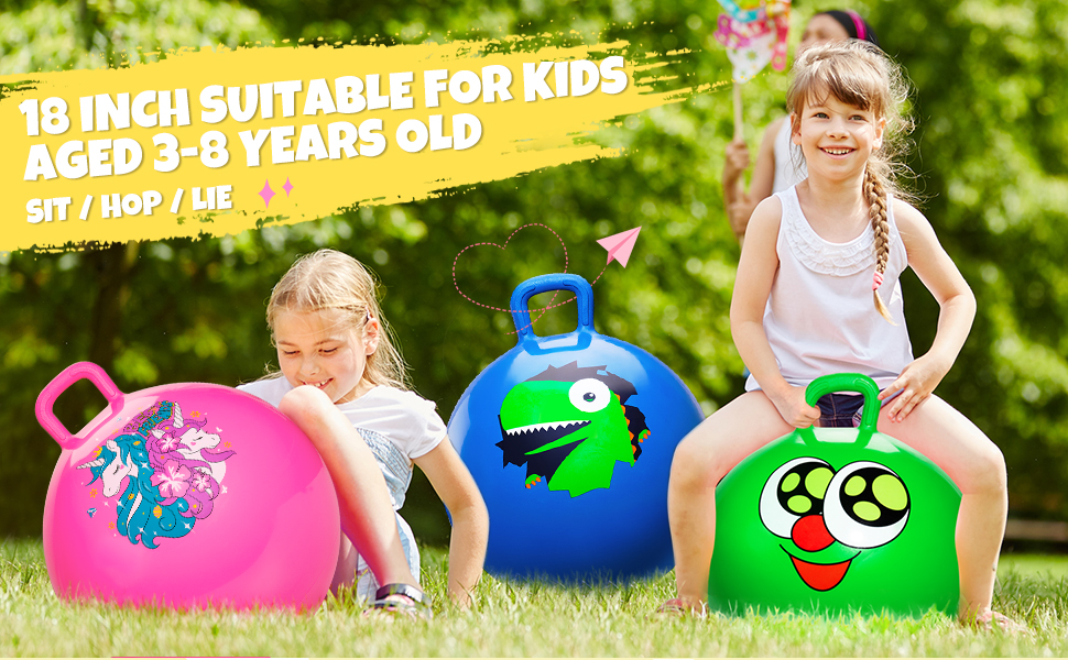 ZOOJOY Hopper Ball, Green Bouncy Balls for Kids, 18 Inch