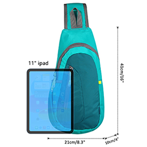 The size of it is: 16*8.3*4 inches (41*21*10 cm). The main zipper pocket can hold your iPad 