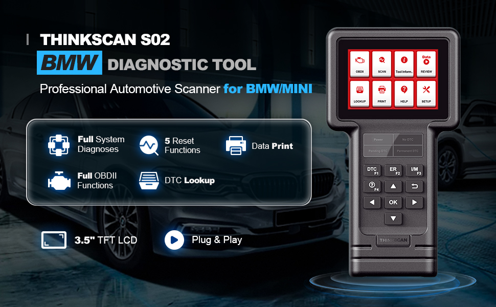 THINKCAR OBD2 Scanner ThinkScan S02 Car Code Scanner for BMW/Mini Full