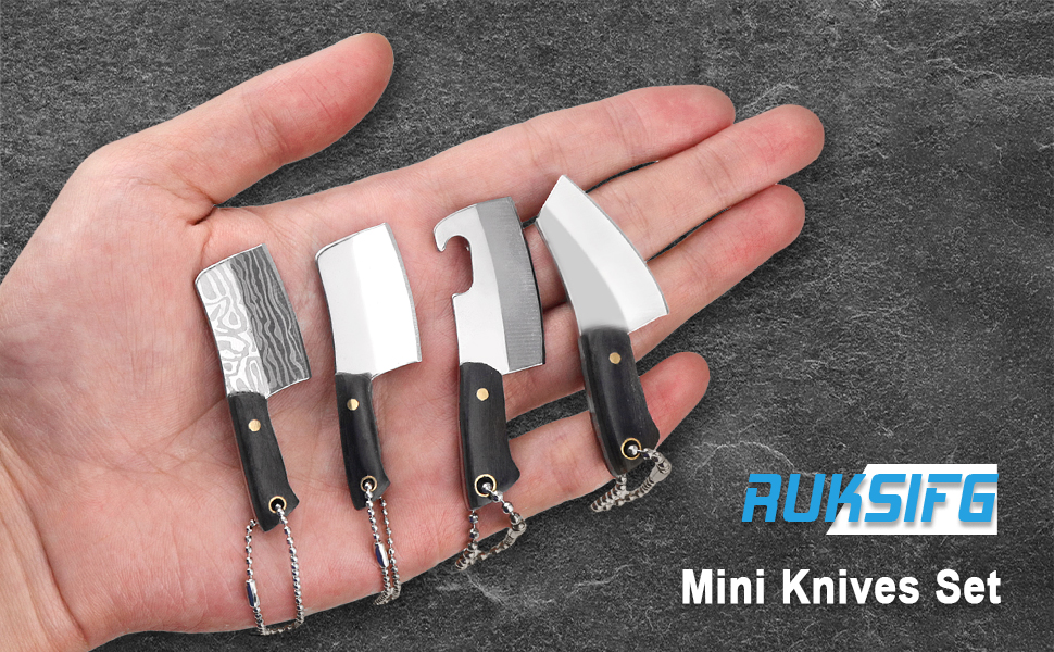 Ruksifg Mini Knife with Sheath, 4 Pcs Mini Chef Knife