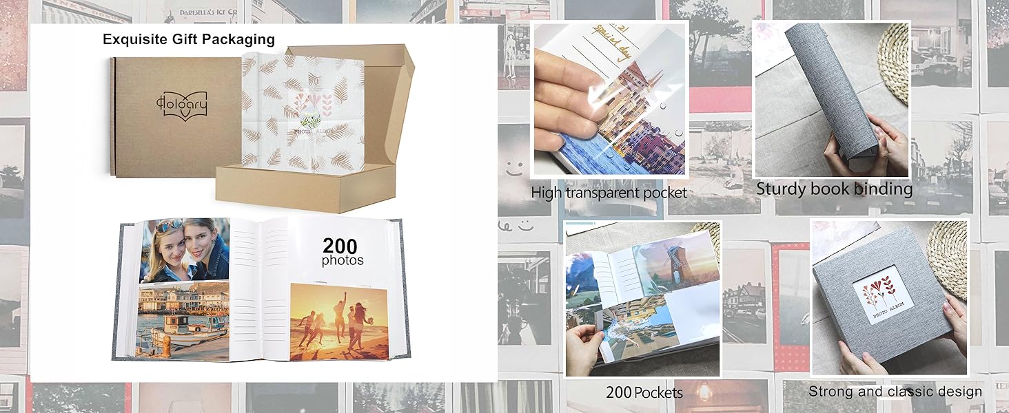 Holoary Photo Album 4x6 200 Photos 2 Pictures Per Page, 200 Pockets 4”x6” Picture