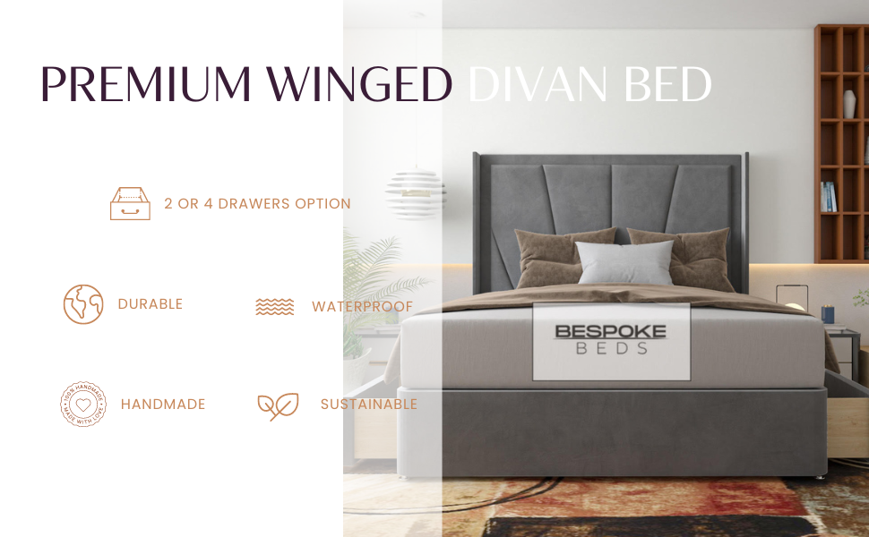 BESPOKE BEDS Divan Bed Base 52" Headboard,Floorstanding Bed Stylish