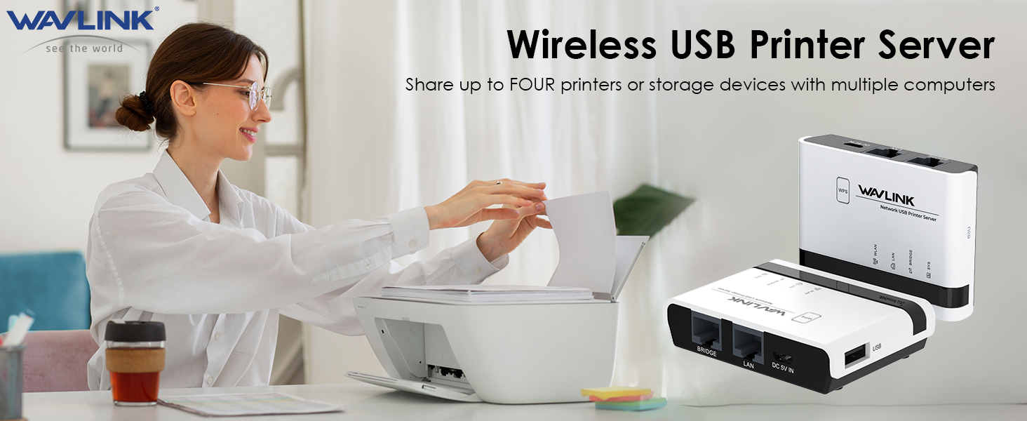WAVLINK Wireless Print Server, USB WiFi Print Server with
