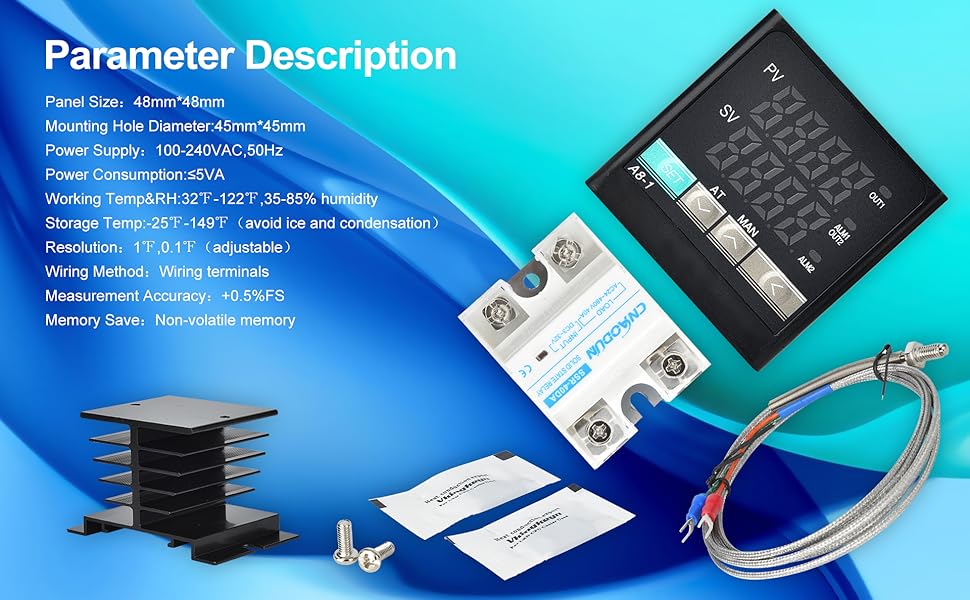 CNAODUN PID Temperature Controller Kit 100240 VAC Voltage