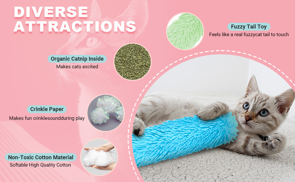 AURUZA 6 Pcs Cat Toys for Indoor, Crinkle Sound Kitten