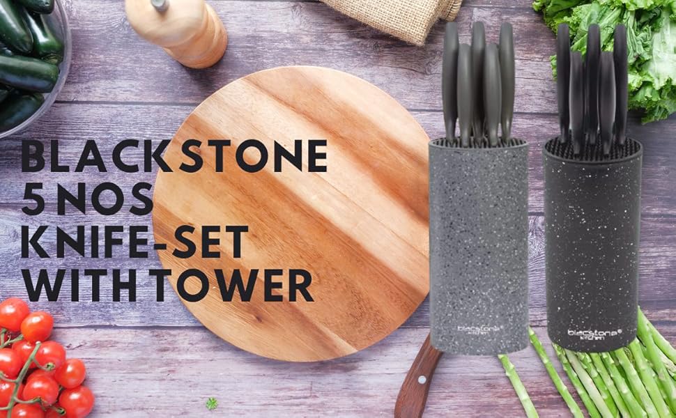WHITE HILL Blackstone 5 nos Knife Set/with Freestanding Storage Block