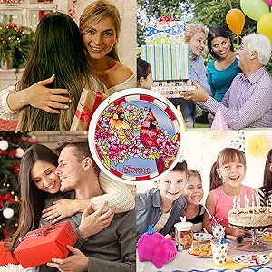 Cardinal Stained Glass Window Hangings Suncatcher Red Birds Sun Catchers