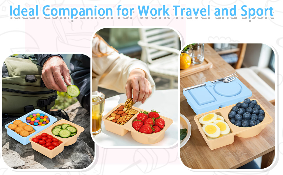 2 PCS Silicone Snack Containers with Lids