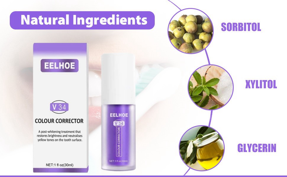 V34 Colour Corrector Toothpaste Foam, Whitening Toothpastes Stain