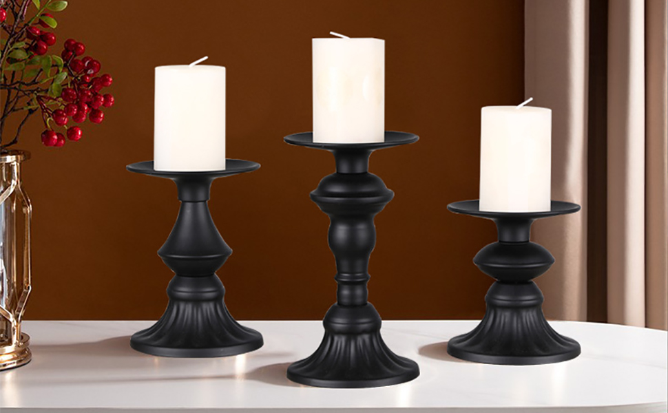 Menonee Set of 3 Candle Holders, Retro Candleholders Stand for Pillar