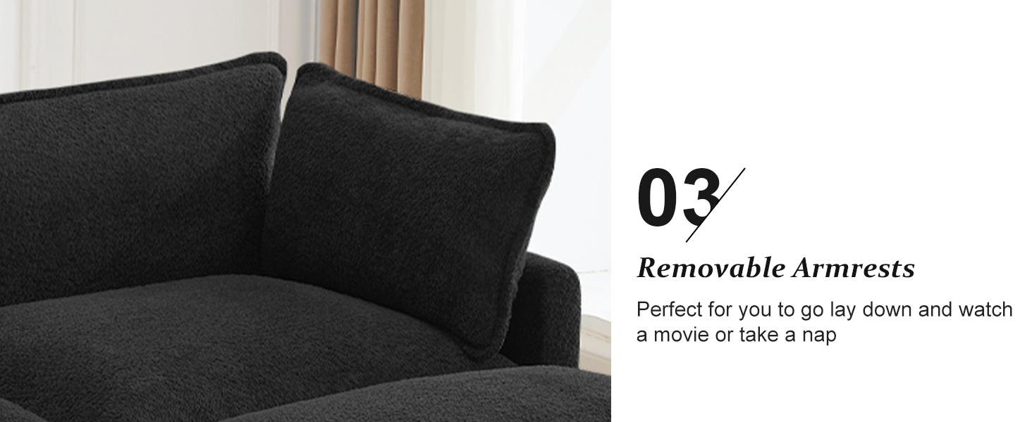 sofa couch modular sectional oversized chenille cloud black living room removable armrests