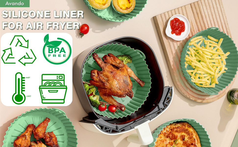 Silicone Air Fryer Liner,Large 10"/25cm Air Fryer Silicone Pot,Reusable