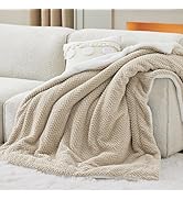 Bedsure Sherpa Fleece Throw Blanket for Couch - Herringbone Pattern Room Decor, Thick and Warm Ch...