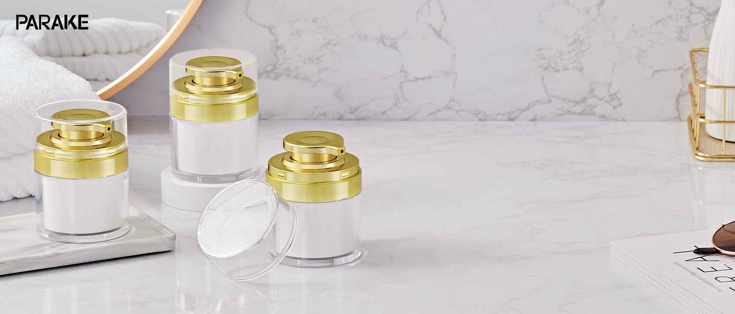 white airless pump jar with dispenser