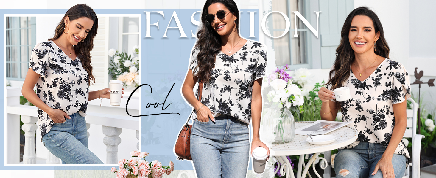 HOTGIFT womens casual summer tshirts