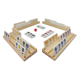 Rummy Cube Game with 4 Wooden Racks