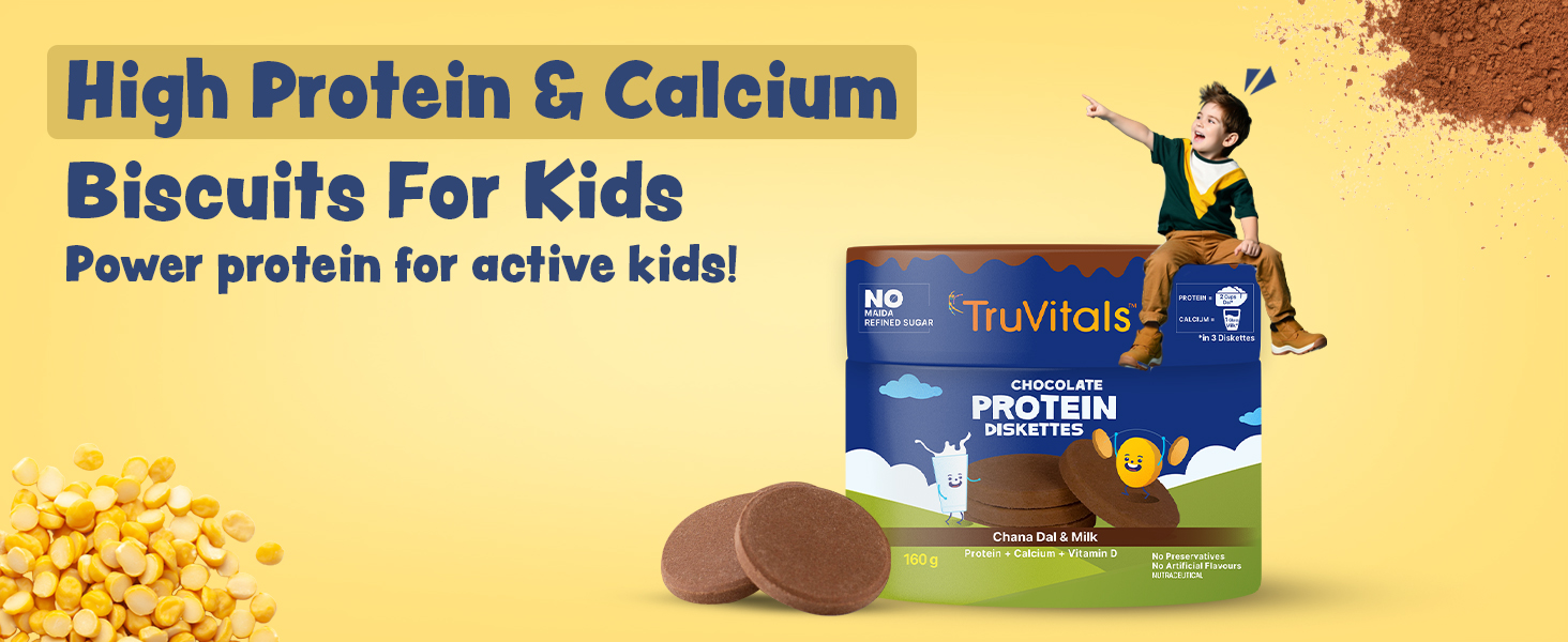 TruVitals Kids Protein Diskettes High Protein Biscuits for Kids with
