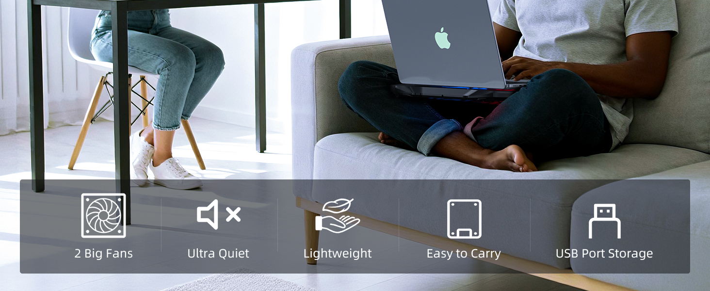 LIANGSTAR 2 Quiet Fan Laptop Cooling Pad
