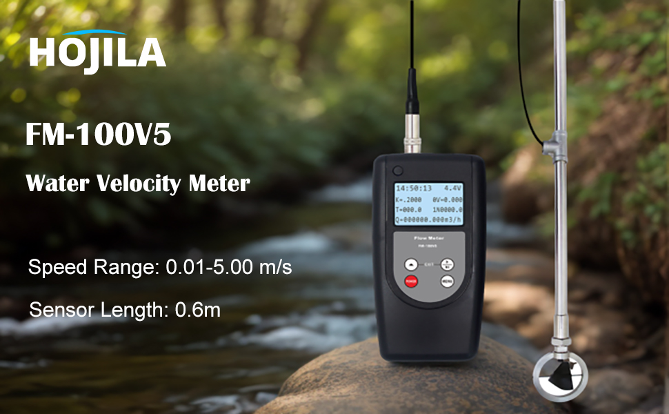 HOJILA Digital Water Flowmeter Water Flow Rate Meter FM100V5 for Open