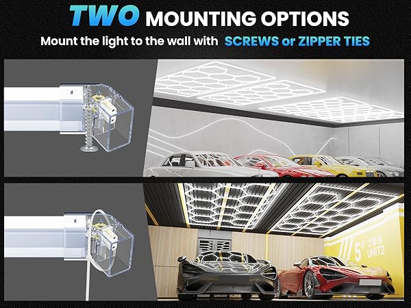 Ultra Bright Hexagon Garage Lights.720W 86400LM 6500K