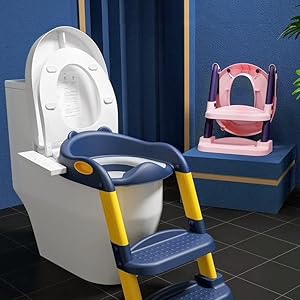 momness baby potty trainer seat toilet children commode bathroom ladder training poop foldable