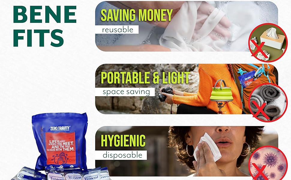 Compressed Face Towel Pack with 10pcs, Space Saving and