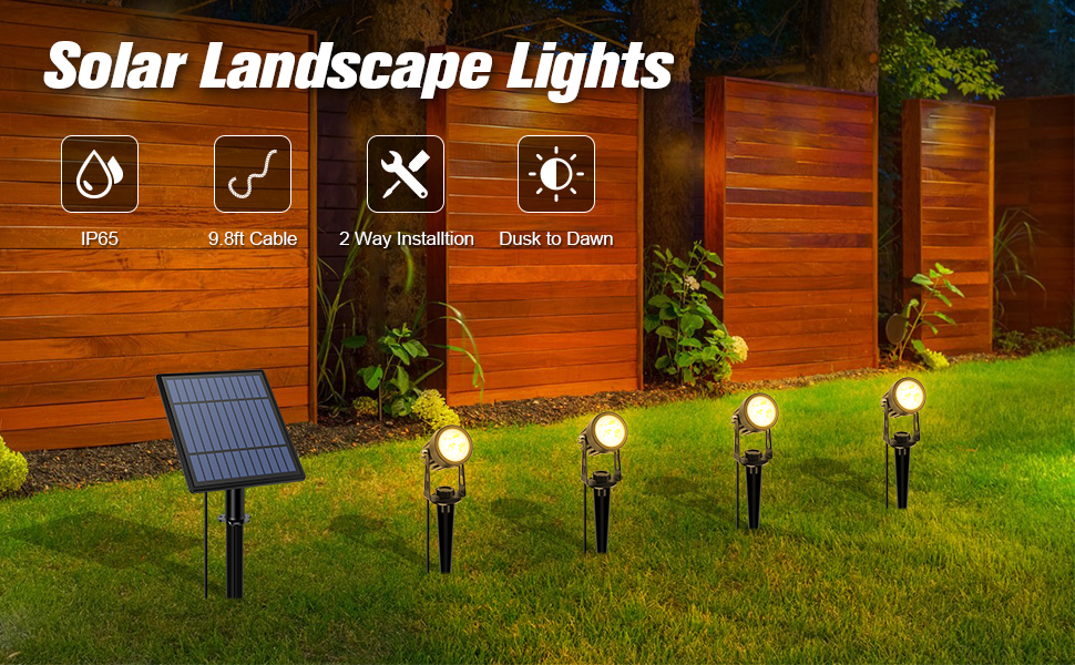 APONUO Solar Spotlights Landscape Lights Low Voltage